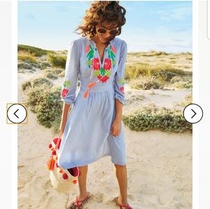 Marla embroidered Boden dress blue white stripes
